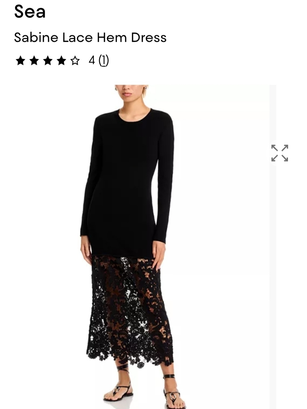 Sea Sabine Long SleeveLace Hem Dress in Black Brand New With Tags.  Size Medium